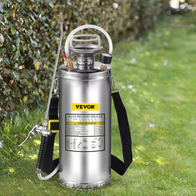 VEVOR 2Gal/8L Garden Pressure Sprayer Portable Stainless Steel Hand Pump Spray