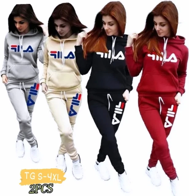 TUTA SPORTIVA FILA donna tuta completa TG L felpa con cappuccio