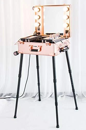 Makeup Case,Professional Artist Studio Cosmetic Train Table w/4 Rolling