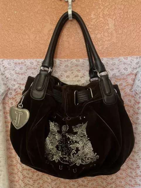 Vintage Brown Juicy Couture Purse Daydreamer Tote Bag Handbag Scottie Dog Velour