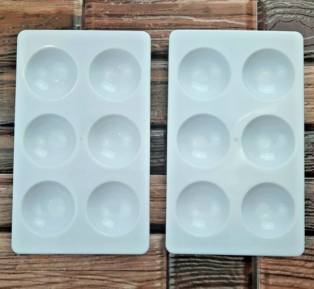 Paleta de pintura paquete de 2 bandejas de mezcla de artistas acuarelas al óleo acrílico 6 pozos cada una