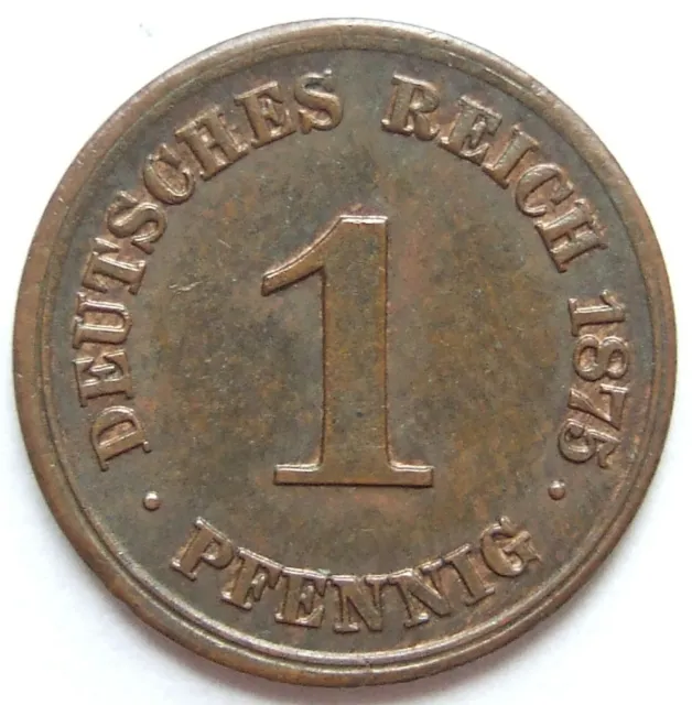 Moneta Reich Tedesco Impero Tedesco 1 Pfennig 1875 H IN Extremely fine