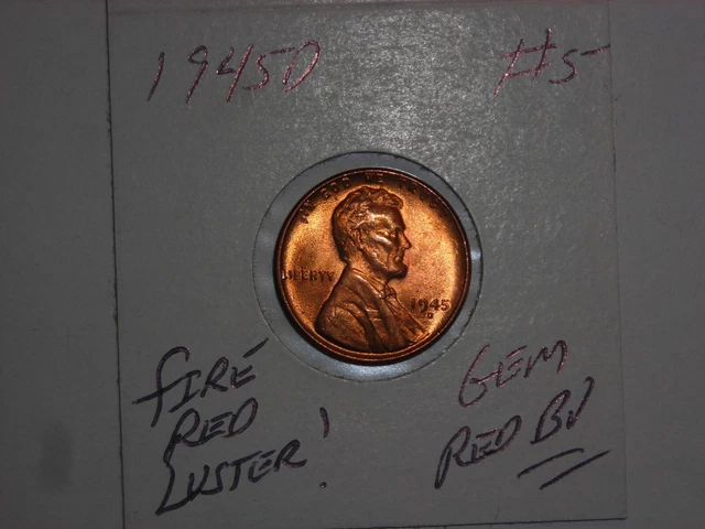 wheat penny 1945D GEM RED BU 1945-D LINCOLN CENT LOT #5 GREAT GEM UNC RED LUSTER