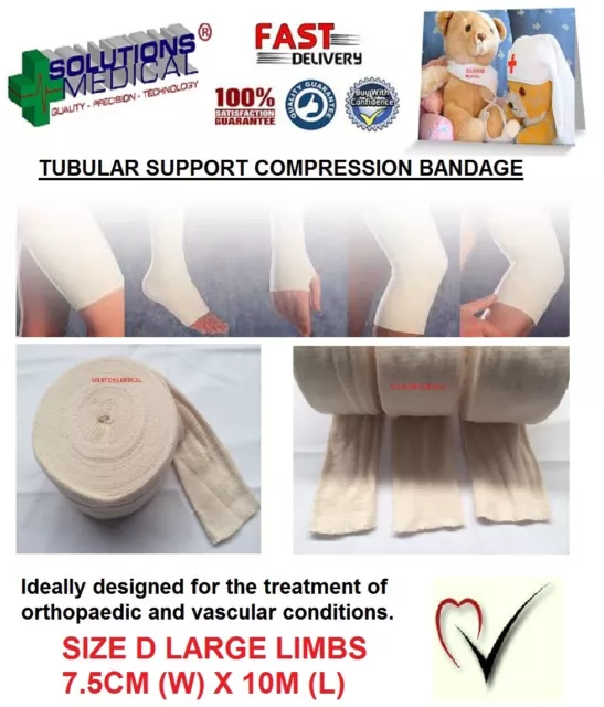 Tubular Compression Bandage Size D 7.5cm X 10m Roll Latex Free.