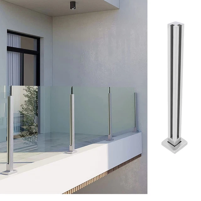 Glass Railing Mid Post,304 Stainless Steel Balustrade for Balcony Stairs 35.8”