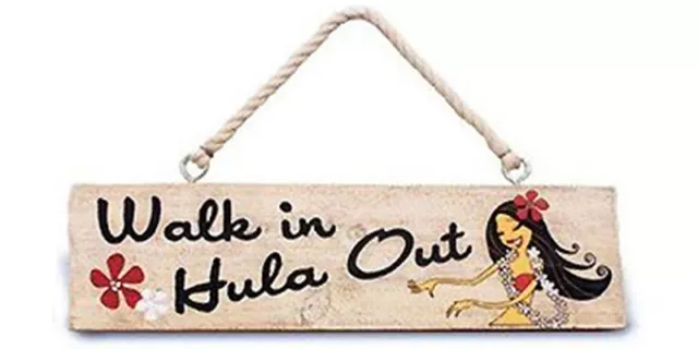 Wooden Wall Sign Walk In Hula Out Aloha Island Home Tiki Bar Hawaiian Decor N