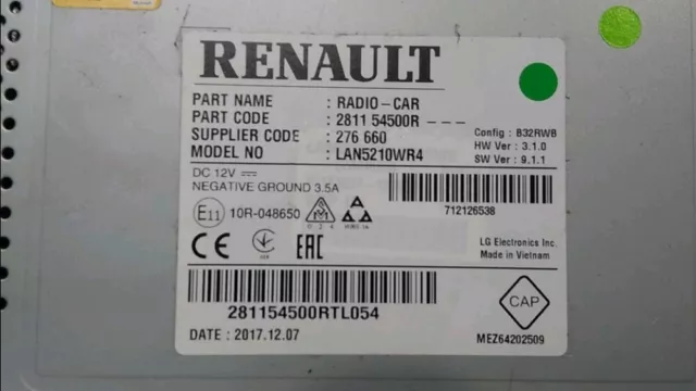 RADIO Renault Clio IV (5R) Hatchback 0.9 Energy TCE 12V (H4B-B4) 2018 281156547R 3