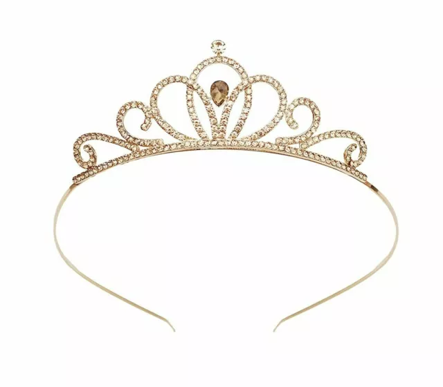 Beautiful & Elegant Golden Metal Fancy Princess Crown For Girls Women Free Ship