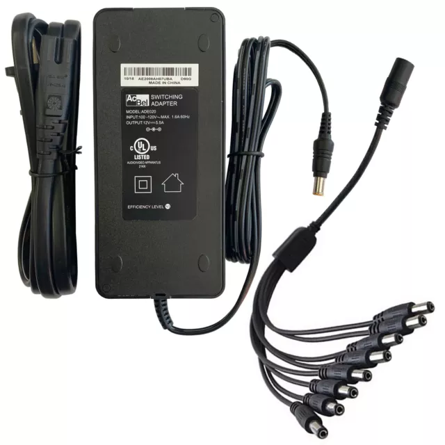 UL 12V 5Amp 8 Channel AC Adapter For CCTV Security Camera DC 12V 5A Power Supply