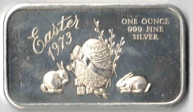 Ahppy Easter 1973 1 Oz. .999 Fine Silver Bar