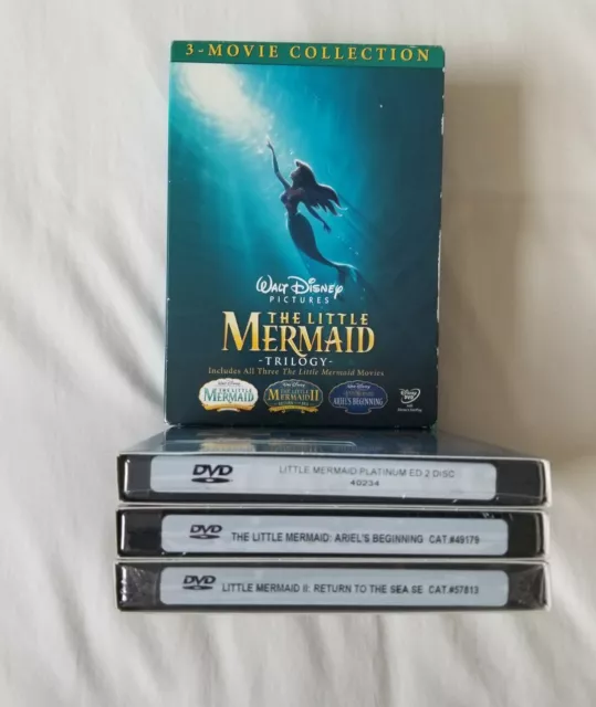 Disney THE LITTLE MERMAID Trilogy 3 Movie 4 Disc DVD Box Gift Set 2008 Release