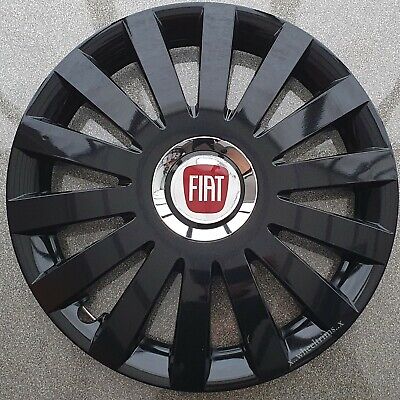 Full set Black Gloss 14" wheel trims, hubcaps to fit FIAT 500