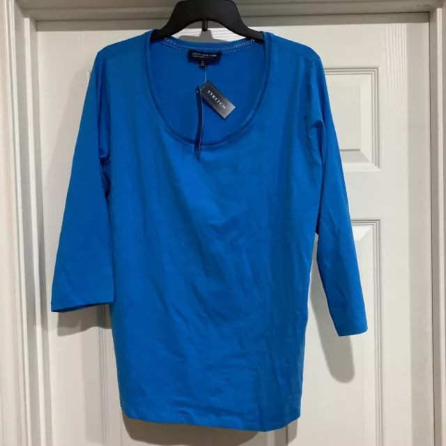 PLUS SIZE JONES New York Signature Turquoise 3/4 sleeve Cotton Top Size ...