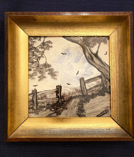 VINTAGE TILE PAINTING by Jack Lord, famous actor from Hawaii Five0