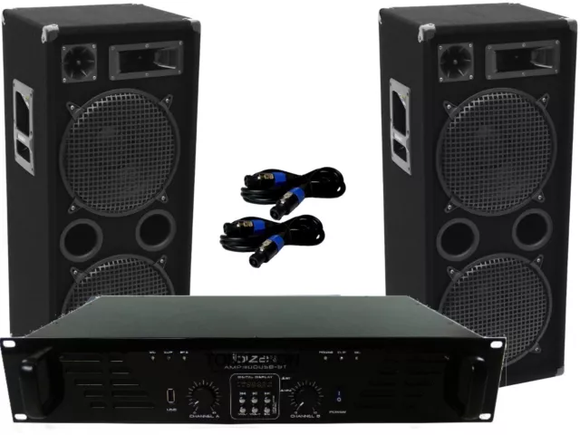 2300 W PA-SET Ibiza Anlage DJ 3Wege 4 x 30 cm Bass USB Musikanlage Bluetooth