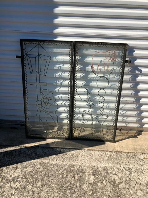 Mid Century Modern Or Earlier Hand Made Architectural Heavy Iron Doors Sculpture