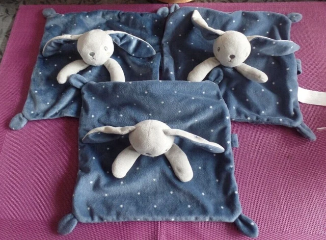 S6 / lot 3 doudou lapin plat bleu étoiles blanches SIMBA TOYS
