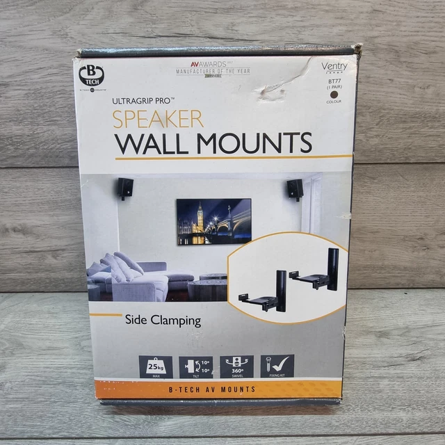 B TECH BT77 ULTRAGRIP Pro Speaker Wall Mounts Black Brand New Boxed 