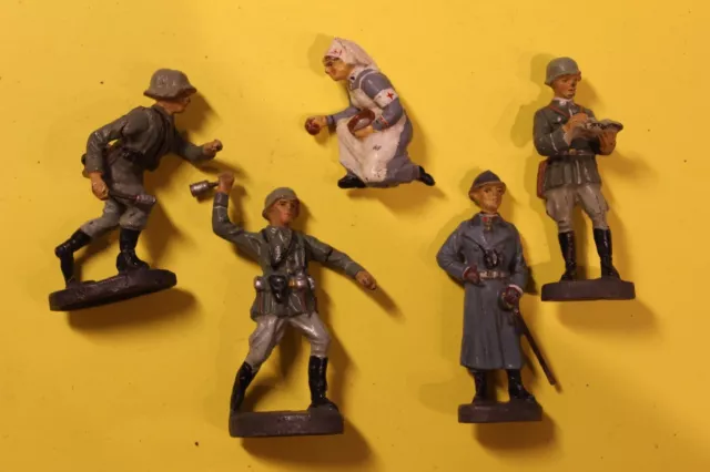 5 alte Masse Soldaten Deutsches Reich 7cm Sammlerstück Spielzeug 1-2WK Orginal