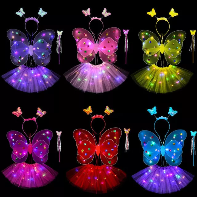 Feenprinzessin-Kleid-Kostüm-Set mit LED-Leuchten, Mädchen-Prinzessin-Kostüm-S 2