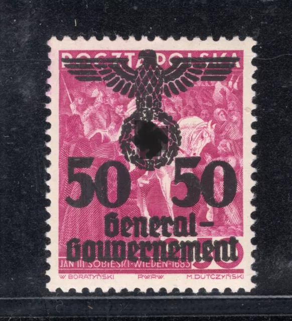 GERMANY 3rd REICH GENERALGOUVERNEMENT MICHEL 24 II (OVERPRINT TYPE) PERFECT MNH