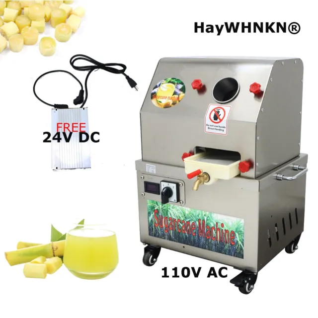 24V DC or 110V AC 3-Roller Electric Sugarcane Juice Extractor Press Juicer