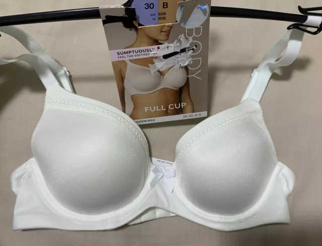 M&S BODY SUMPTUOUSLY SOFT UNDERWIRED FULL CUP TSHIRT Bra In WHITE Size 42A