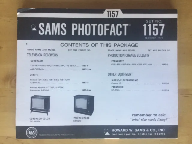 Sams PhotoFact Folder Set #1157 (February 1971)