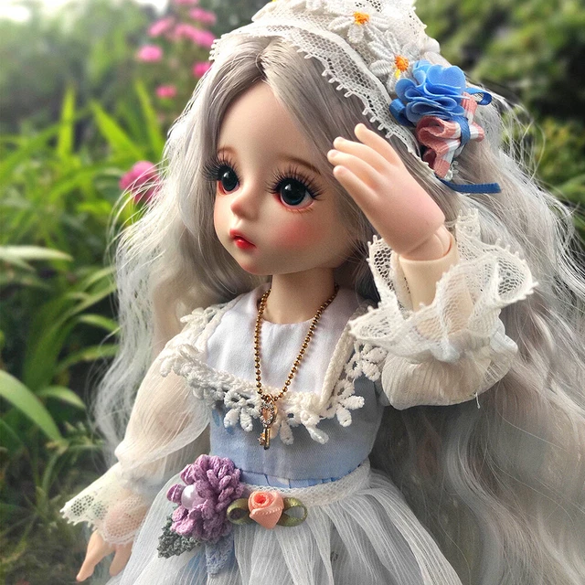 Full Set 30cm 1/6 BJD Doll Ball Jointed Girl Eyes Face Makeup Wig Hair Clothes