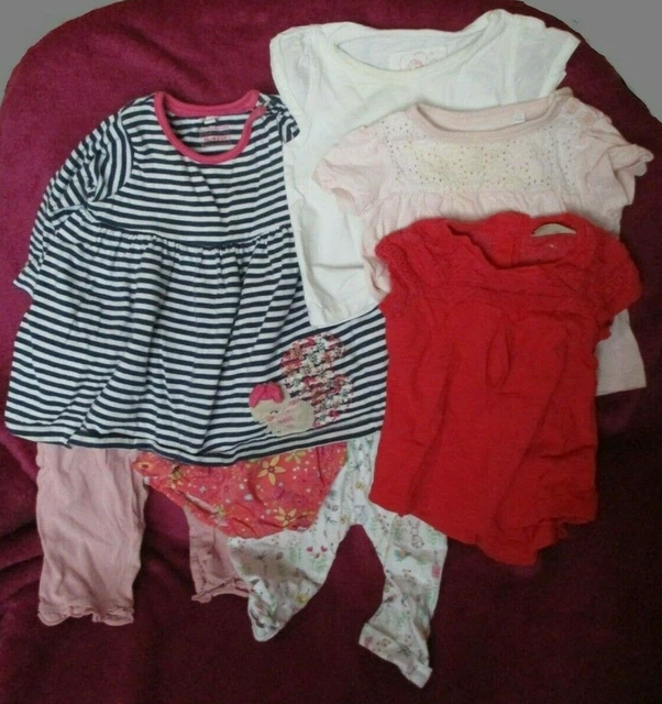Baby Girls Clothing Bundle 3-6 Months x 7 Items - Dress - Leggings - Tops [16]
