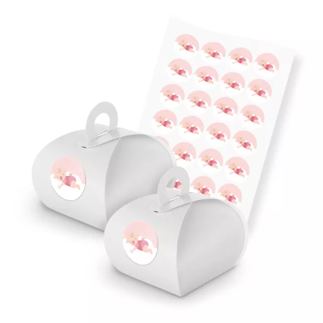 itenga 24x Geschenkbox Gastgeschenk Baby Wolke rosa Mädchen Geburt Taufe Feier