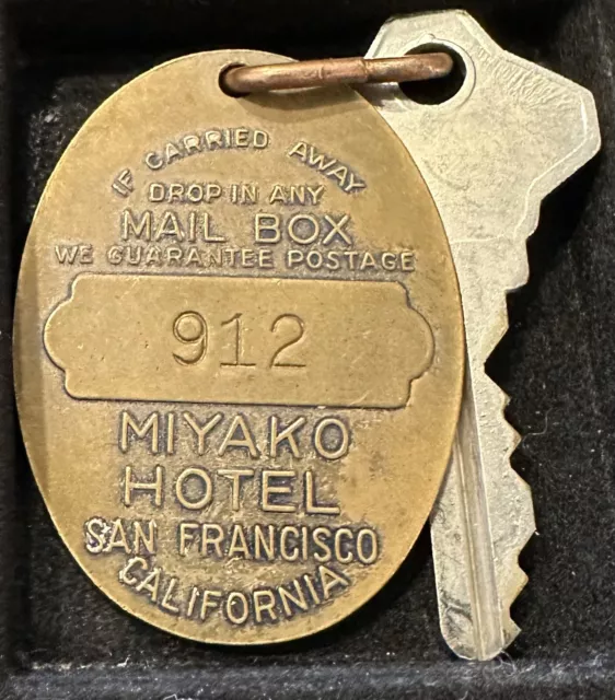 The MIYAKO Hotel San Francisco Room Key Fob Western International Hotel Brass 3