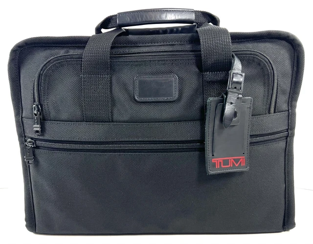 Tumi Alpha Ballistic Nylon Slim Briefcase Laptop Bag Black Removable Strap