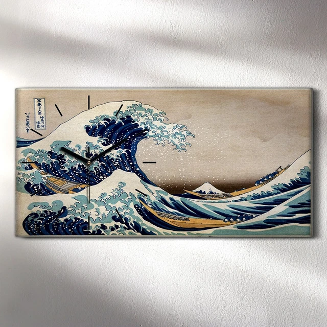 Horloge murale sur toile 60x30 grande vague de kanagawa hokusai katsushika