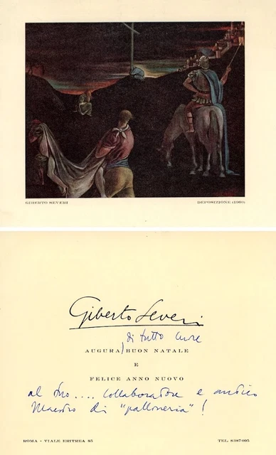 SEVERI, Giberto. Autografo su cartoncino augurale
