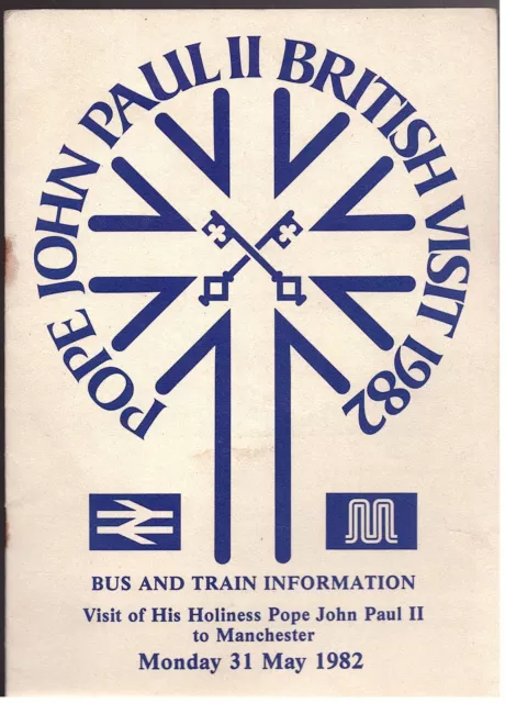 Pope John Paul Ii Manchester Visit May 1982 Bus & Train Info & 6 Zone Tickets