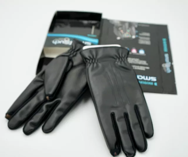 Isotoner  Men's Faux Leather  Smart Touch Gloves Black  L  Xl Nwt Retail $55