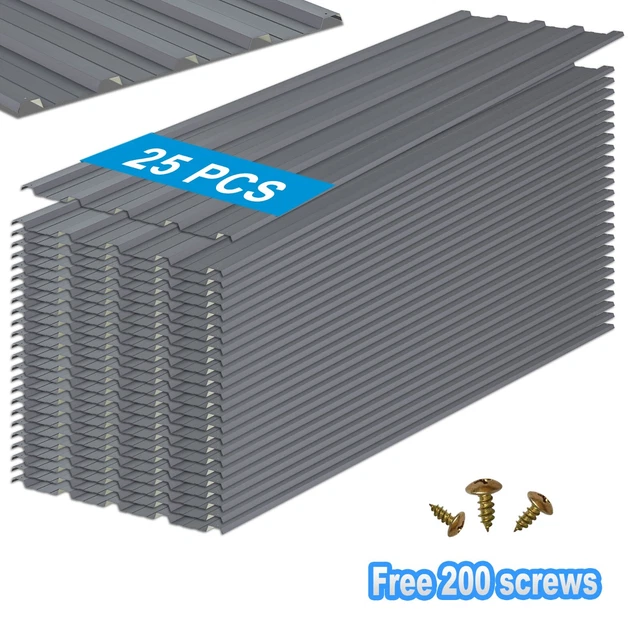 Jaxilyn Metal Roof Panels 15 Pcs 6.1 Ft Length Galvanized Steel Corrugated Tin Roofing Panels Gazebo Top Cover Garages,Sheds, Stables And