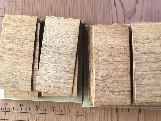 100 piezas de chapa de madera de caoba de corte cruzado 4,5"" x 2"" diapasón 1/42"" de espesor
