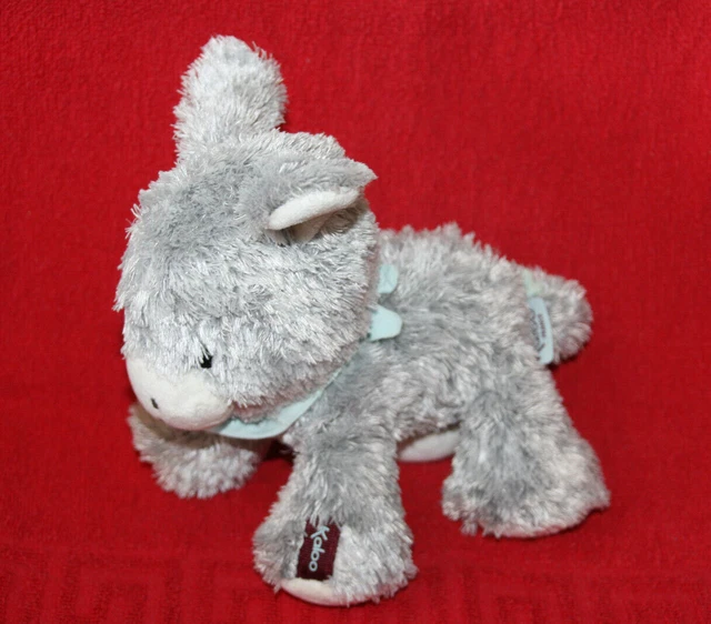 Kaloo Doudou Peluche Ane Regliss Musical Gris Blanc Bandana Bleu