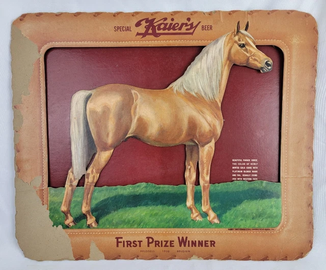 Vtg Kaier's Beer Advertising Diorama Sign Cardboard Parade Horse Mahanoy City PA
