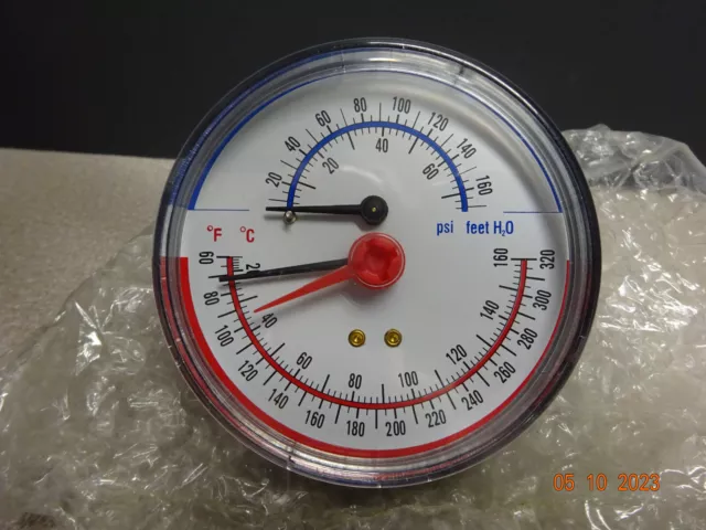 Pressure-Temperature Gauge CBM C-PT 510218099, Large 3-1/2" Meter Face, 1/4" NPT