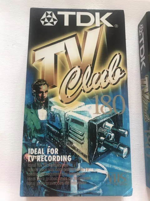 2 x TDK TV Club 180 Mins Blank VHS Video Tapes New Old Stock Still Sealed PAL UK 3