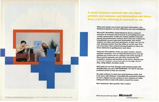 1998 Microsoft BackOffice Small Business Print Ad/Poster from Vintage Magazine