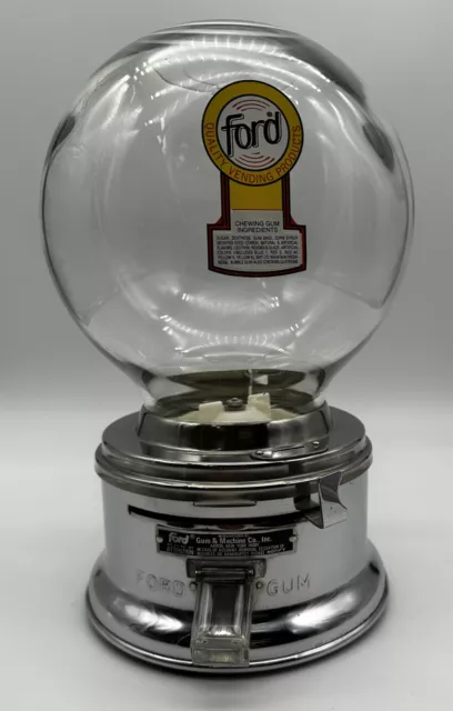 1950s Vintage Ford Gum with Glass Globe Decal 1 cent bubble gum machine