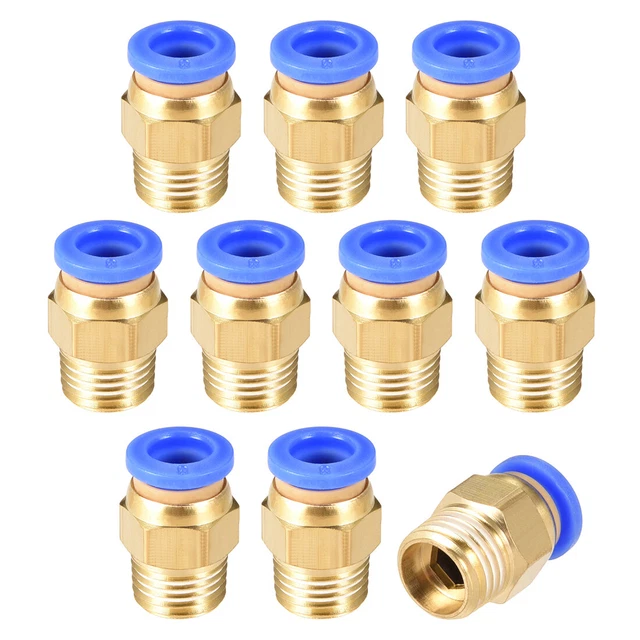 10pz 1/4" maschio G filettatura 8mm premere raccordo connettore pneumatico