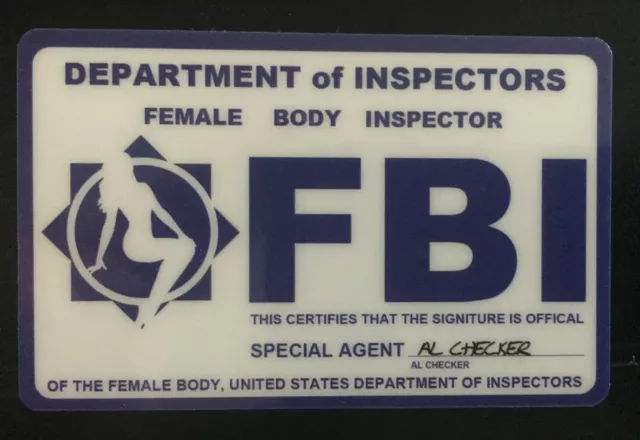 FBI Female Body Inspector Special Agent Bureau Novelty Gag Joke Card