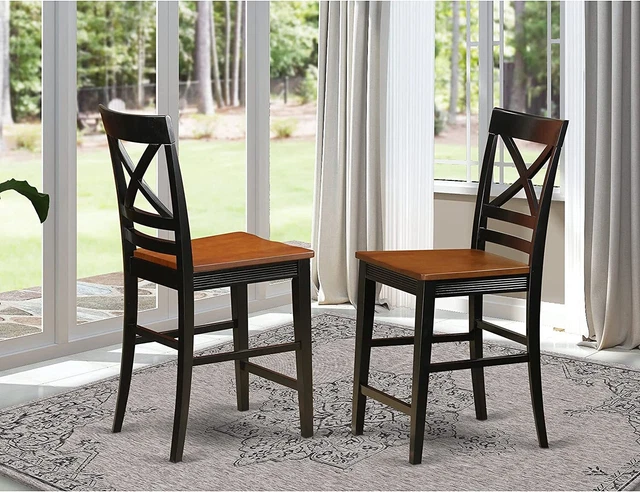 East West Furniture QUS-BLK-W Dining Chairs QUS-BLK-W