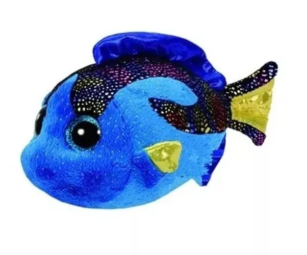 TY Beanie Babies Boo Boos Plush Kids Soft Toy AQUA THE FISH Sea Animal 8" VGC 🩵