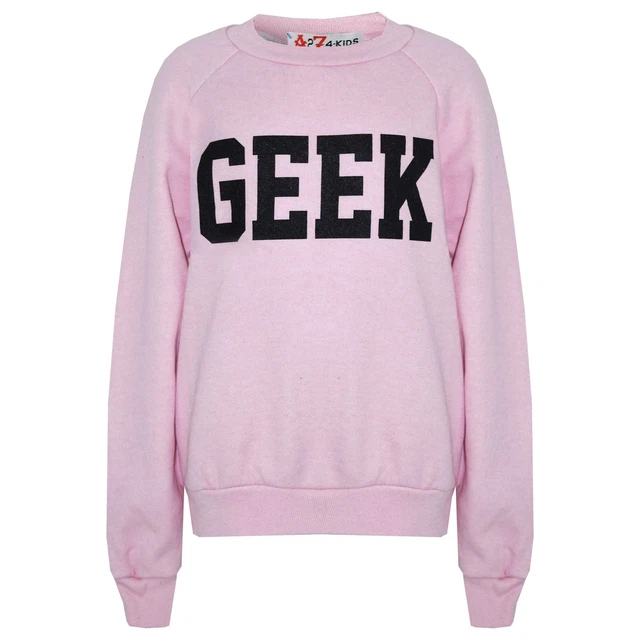 Felpa top bambina rosa stampa GEEK top maglione camicia new age 7-13 anni
